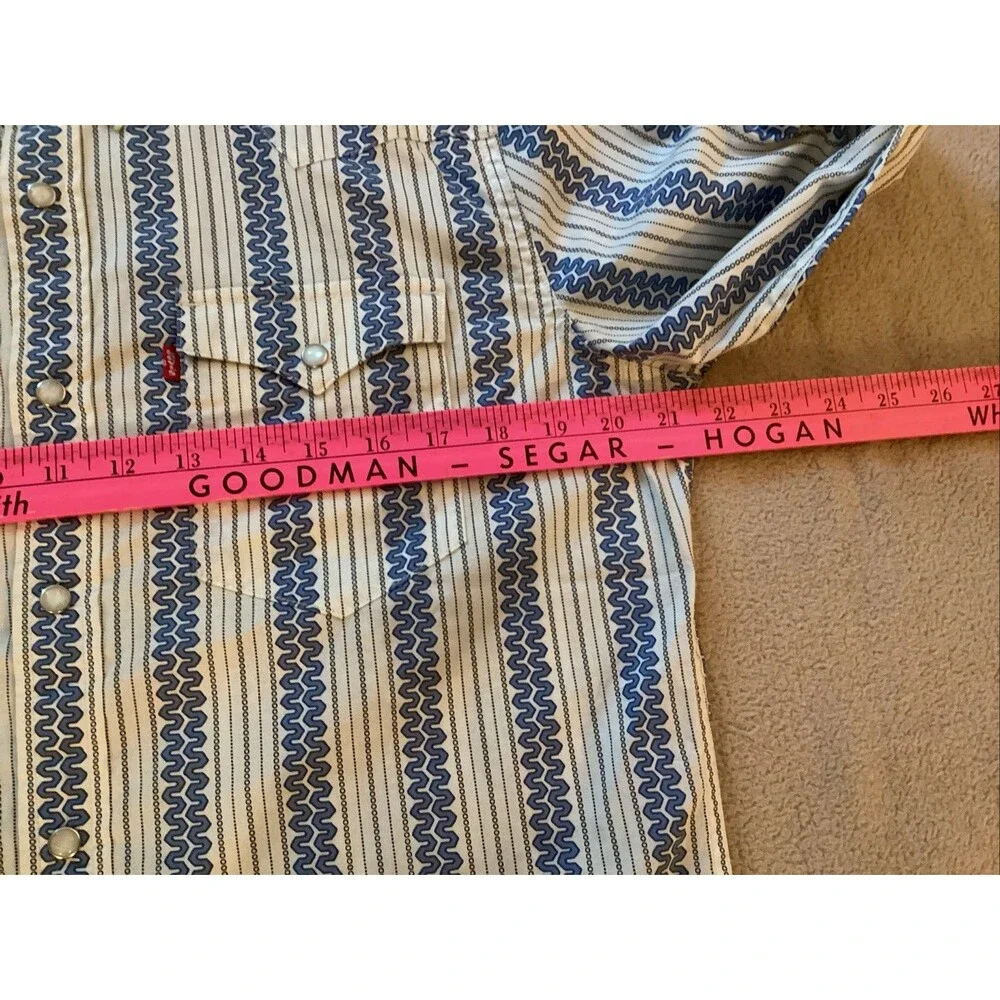 levis shirt pearl snap medium men striped western cowboy